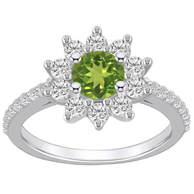 Alyson Layne 14k White Gold Peridot & 3/4 Carat T.W. Diamond Halo Ring, Womens Green Product Image