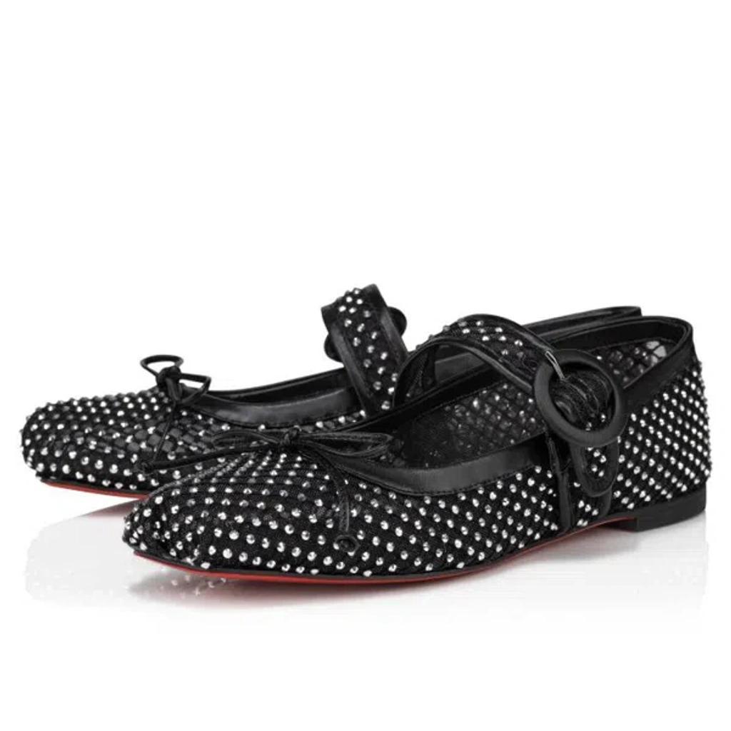 CHRISTIAN LOUBOUTIN Mamastrapitina Crystal-embellished Mesh Ballet Flats In Black Product Image