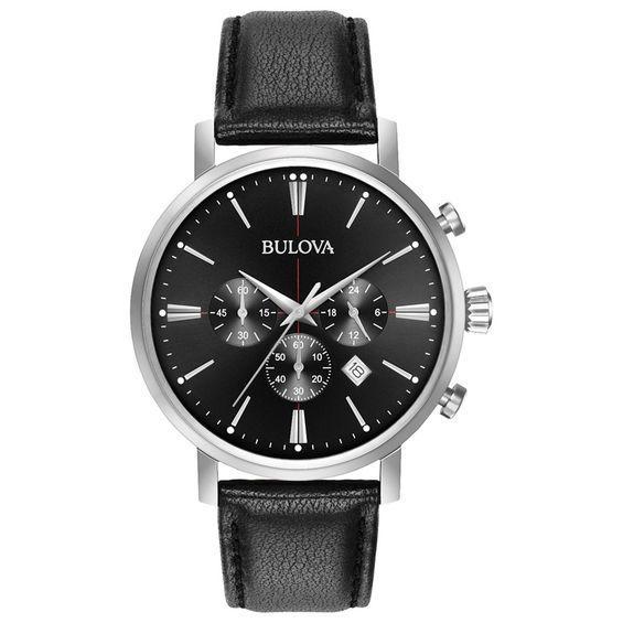 Men's Bulova Classic Chronograph Strap Watch with Black Dial (Model: 96B262) Product Image