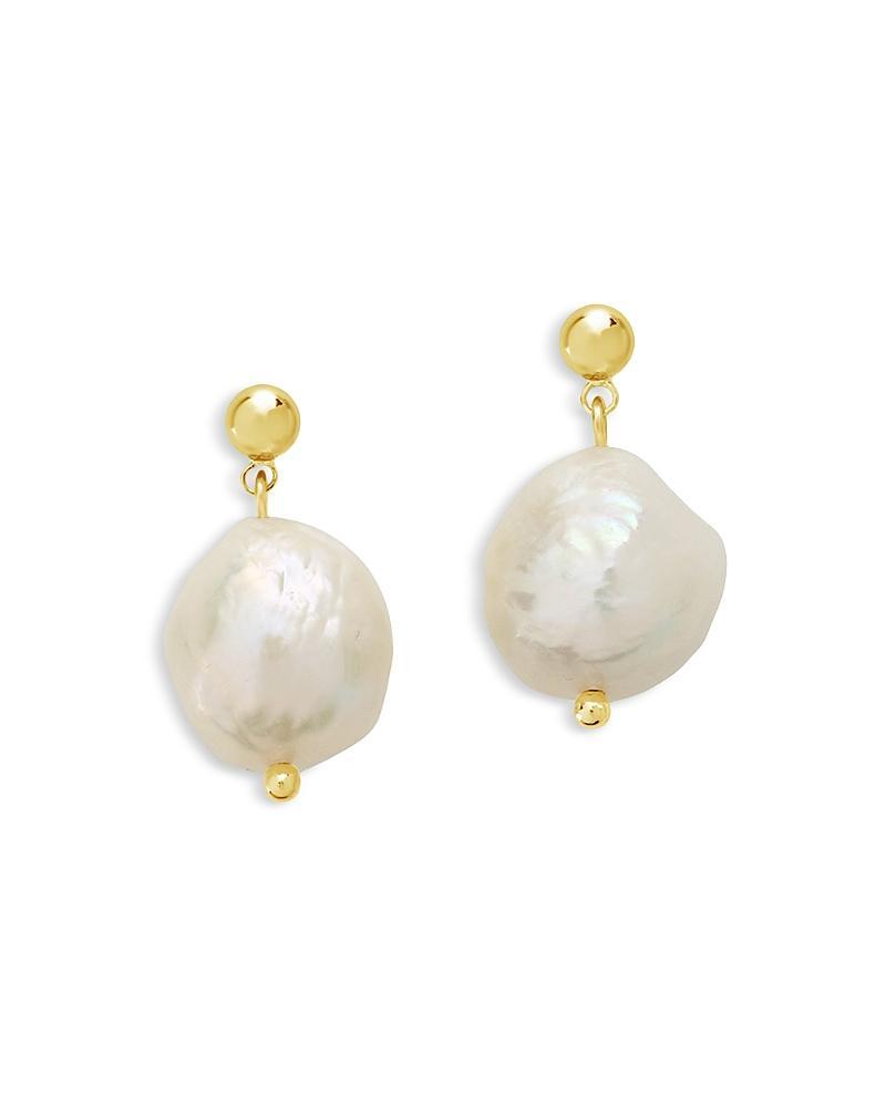 Womens Large Baroque Pearl Drop Stud Earrings Product Image