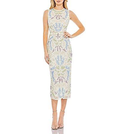 Womens Sequin Embellished Sleeveless Column Midi-Dress Product Image