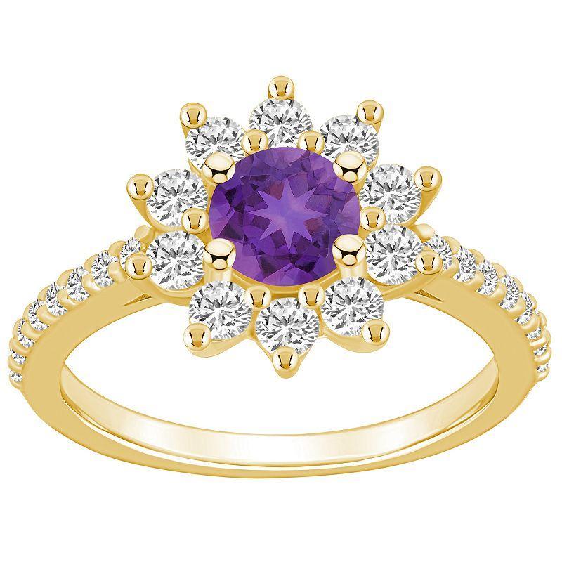 Alyson Layne 14k Gold Amethyst & 3/4 Carat T.W. Diamond Halo Ring, Womens Purple Product Image