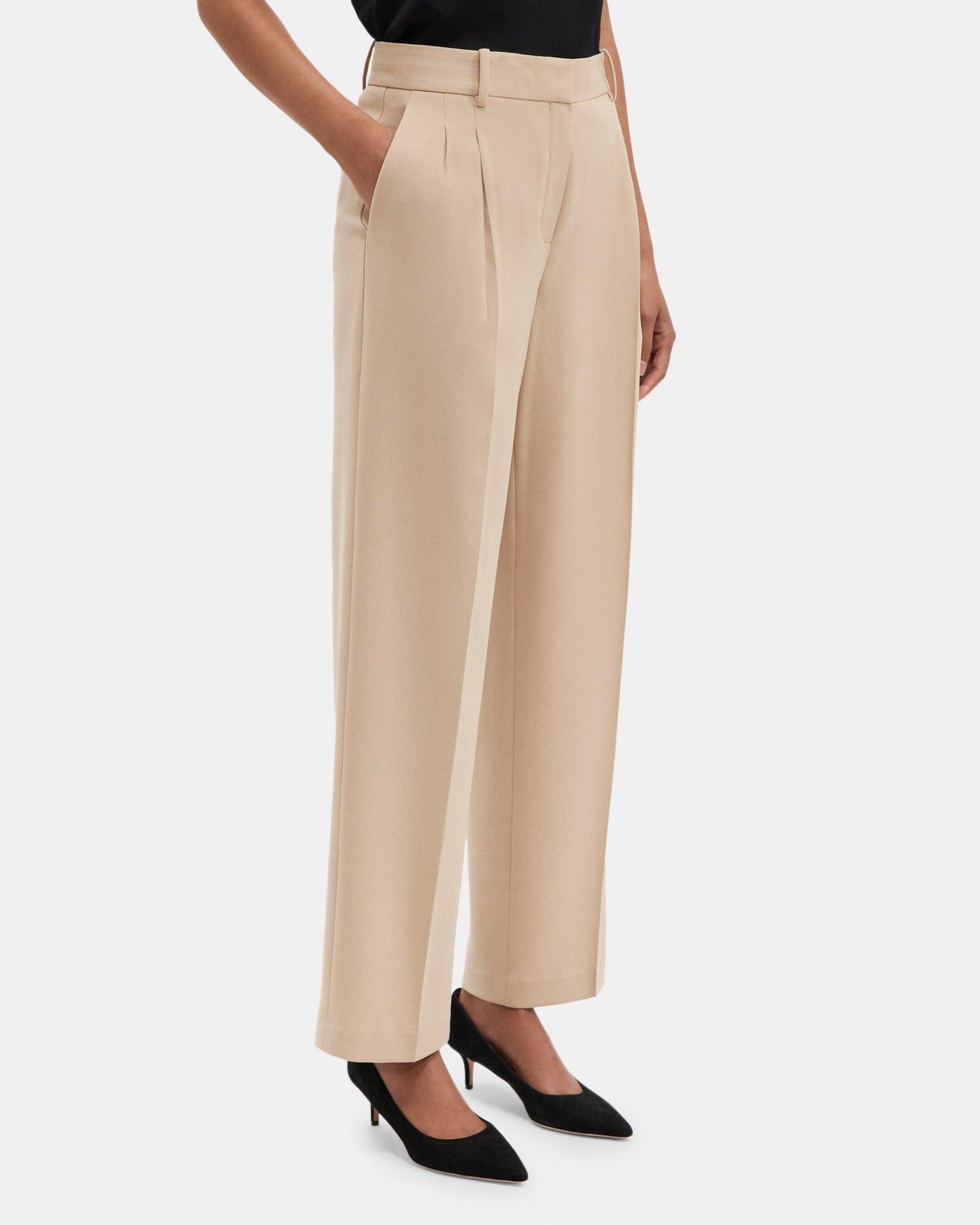 Pleated Wide-Leg Pant in Crepe Product Image