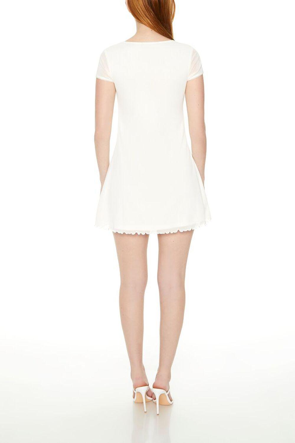 Mesh Bow Babydoll Mini Dress | Forever 21 Product Image