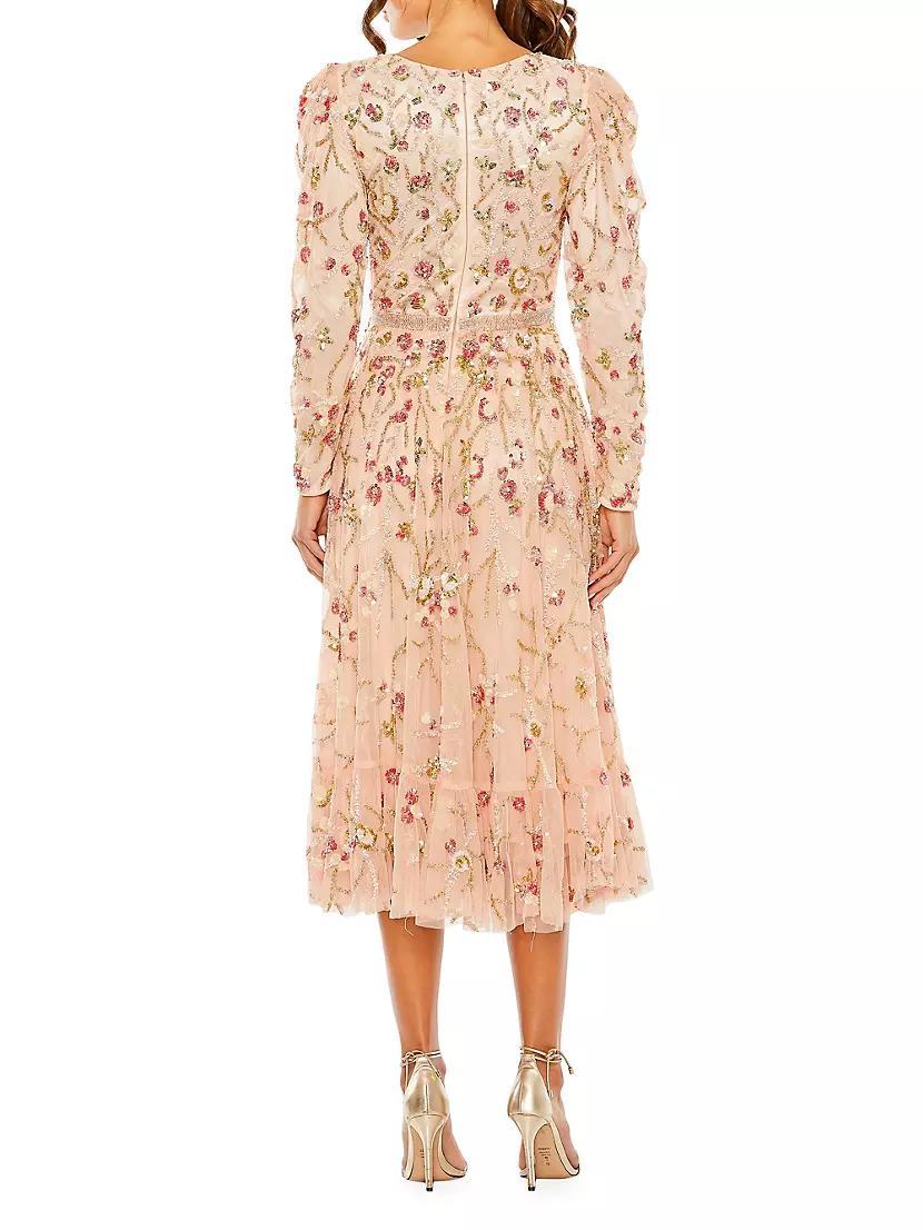 Cocktail Embellished Floral Midi-Dress Product Image