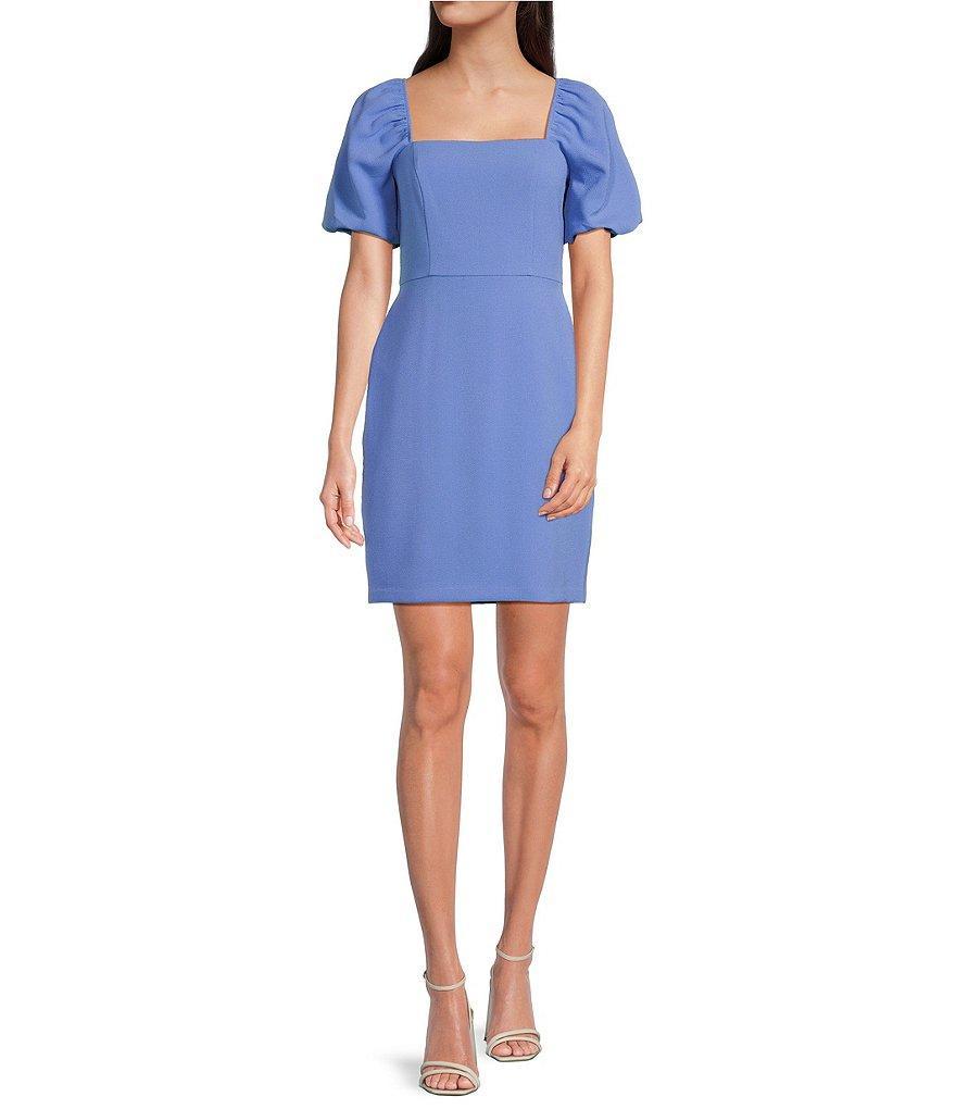 Eliza J Stretch Square Neck Short Puffed Sleeve Sheath Dress Product Image