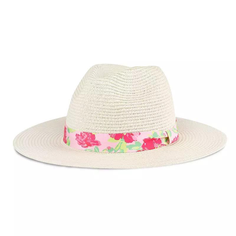 Womens Draper James Adjustable Fit Straw Fedora Hat with Floral Print Band product image