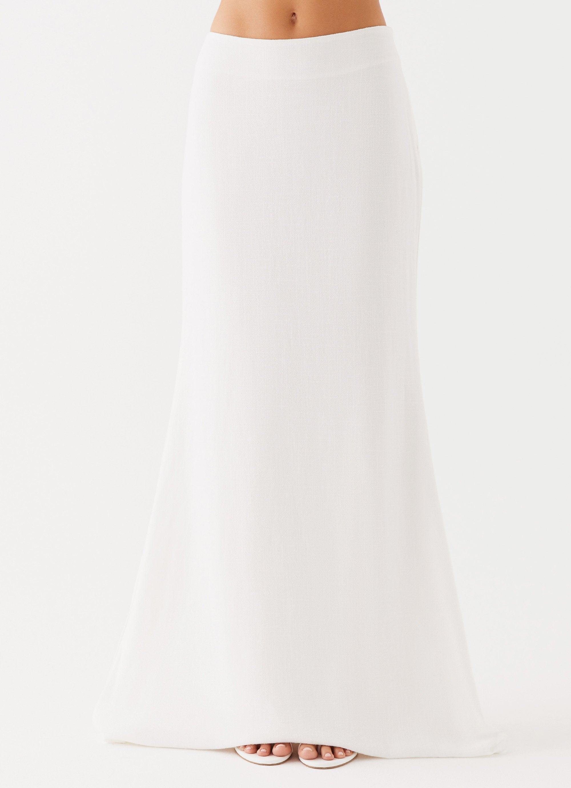 Parker Linen Maxi Skirt - White Product Image