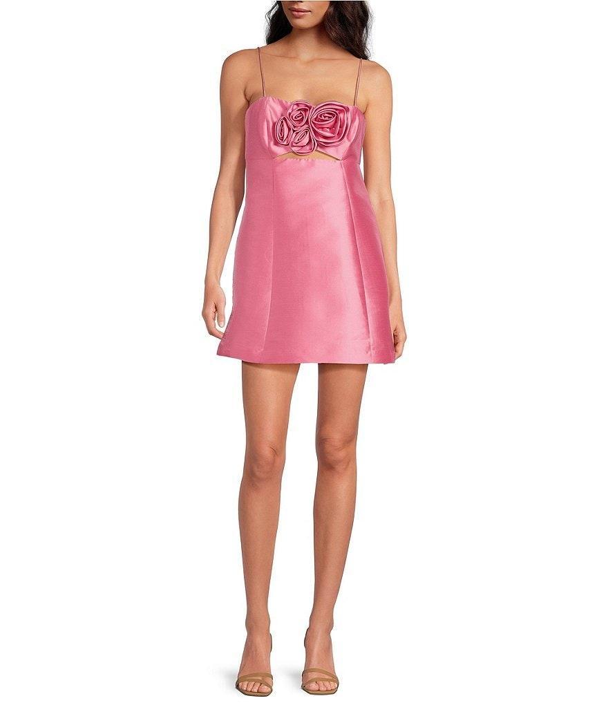 Gianni Bini Lorelei Satin Rosette Sleeveless Mini Dress Product Image