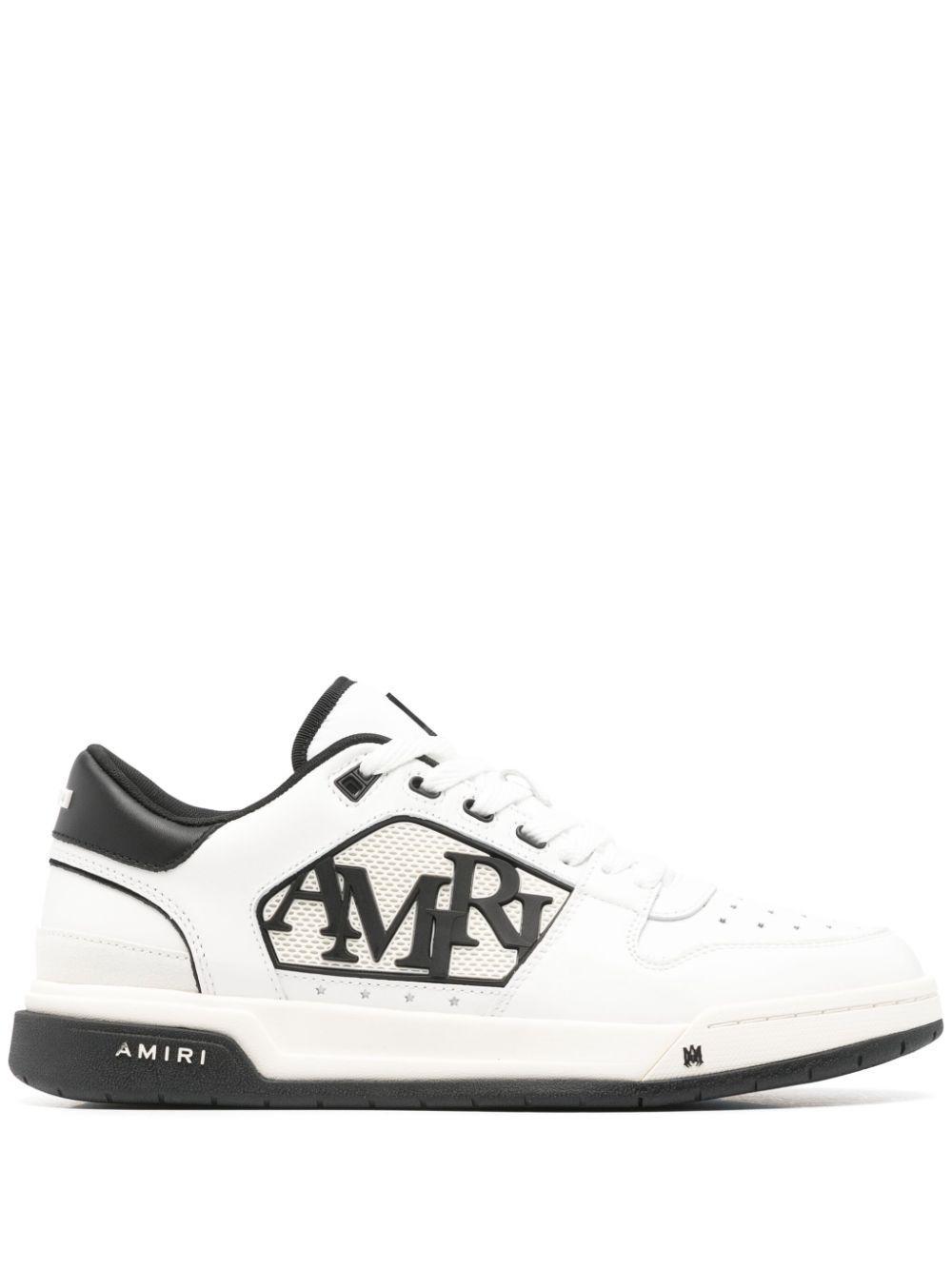 AMIRI Classic Logo-embellished Leather Low-top Trainers In White Black Product Image