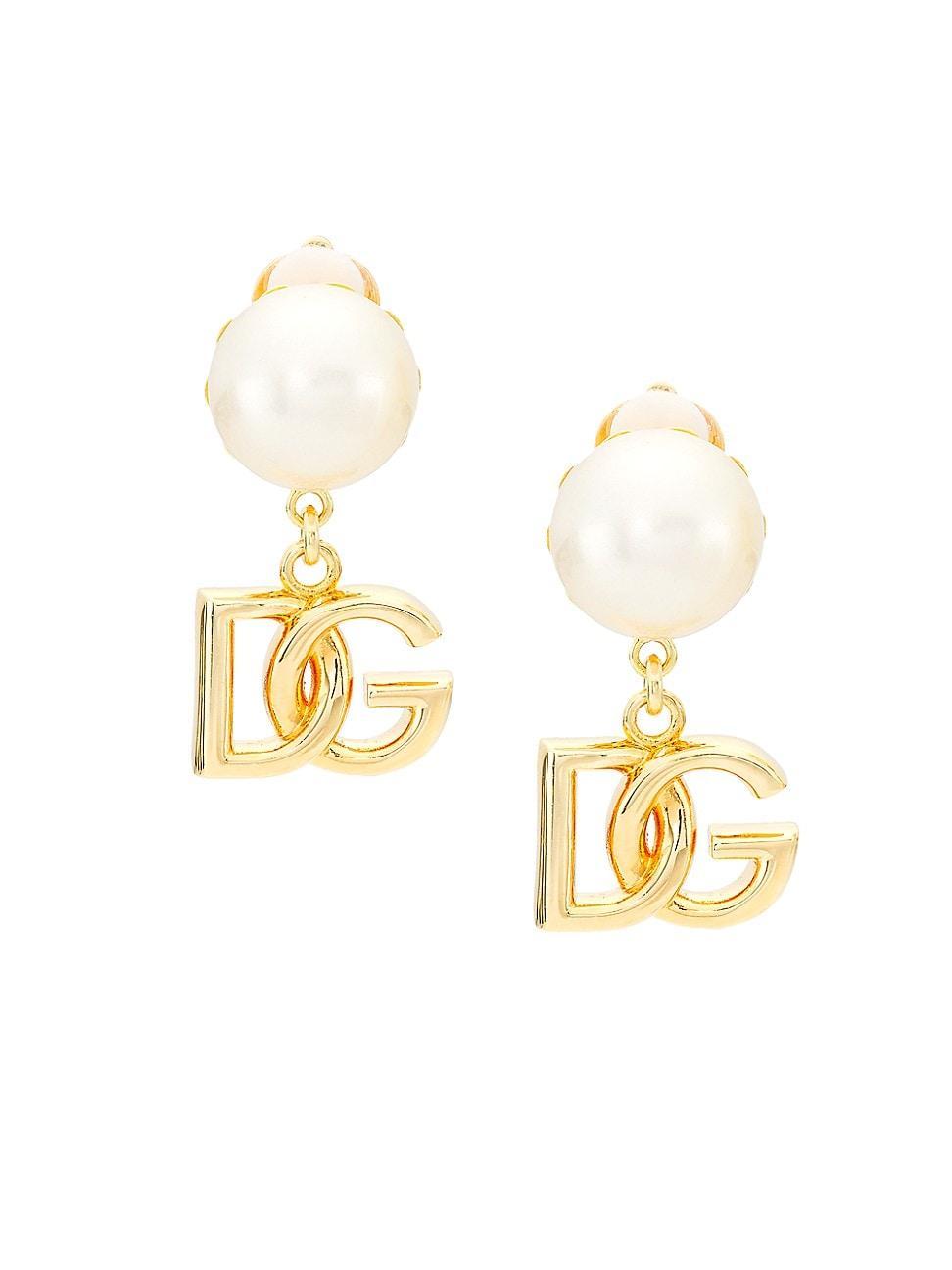 Dolce & Gabbana DG Charm Imitation Pearl Clip-On Earrings Product Image