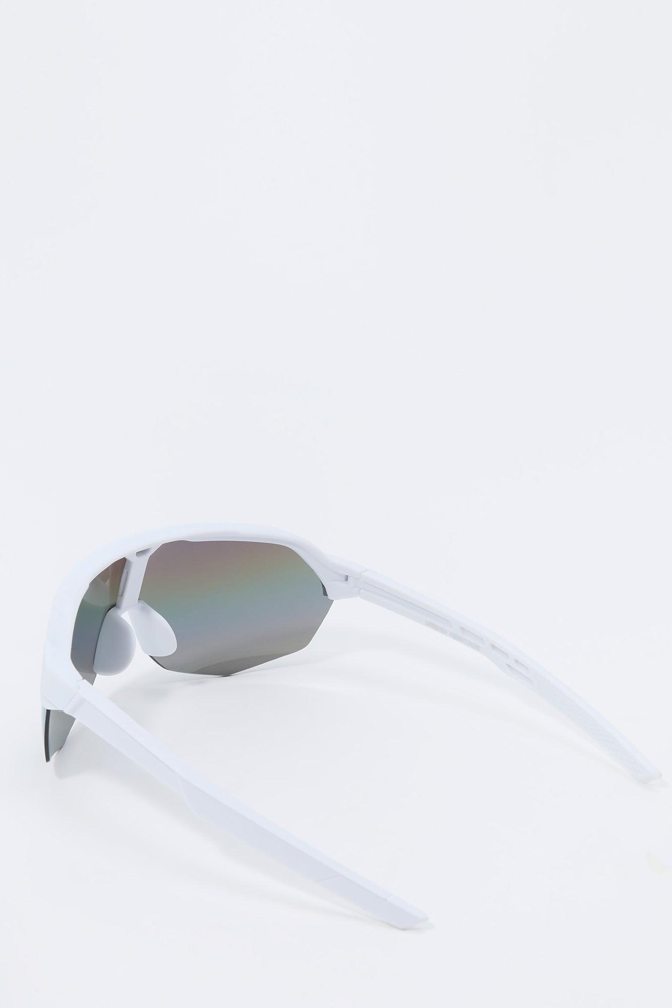 Rimless Curved Shield Sunglasses Male Product Image