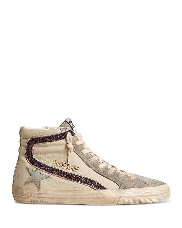 Golden Goose Womens Slide Classic Star & Glitter Wave High Top Sneakers Product Image