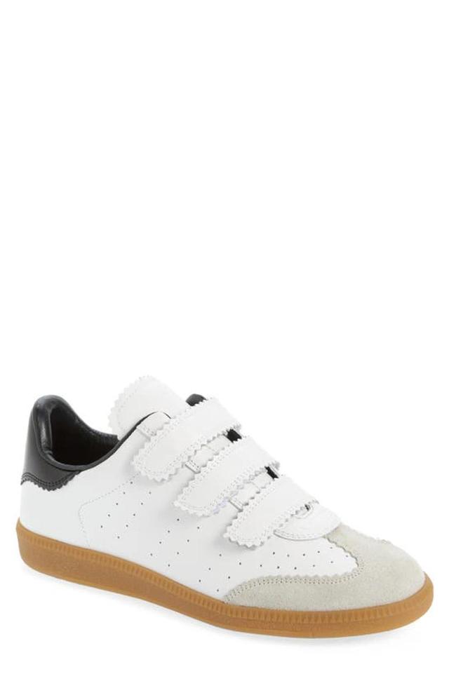 ISABEL MARANT Bryce Suede-trimmed Perforated Leather Sneakers In White Product Image