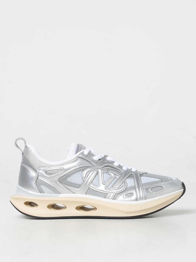 VALENTINO GARAVANI Vlogo Panelled Lace-up Sneakers In Silber Product Image