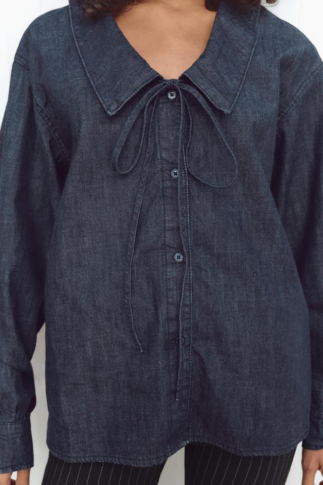 TRF DENIM SHIRT WITH BIB COLLAR Product Image