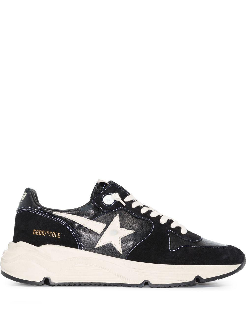 GOLDEN GOOSE Black Running Sole Low-top Sneakers In Beige Product Image