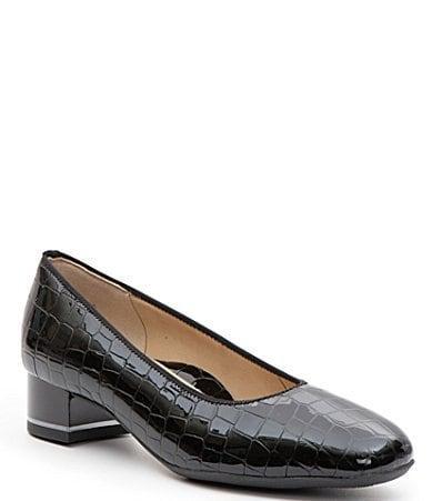 ara Gabrielle Crocodile Print Patent Leather Block Heel Pumps Product Image