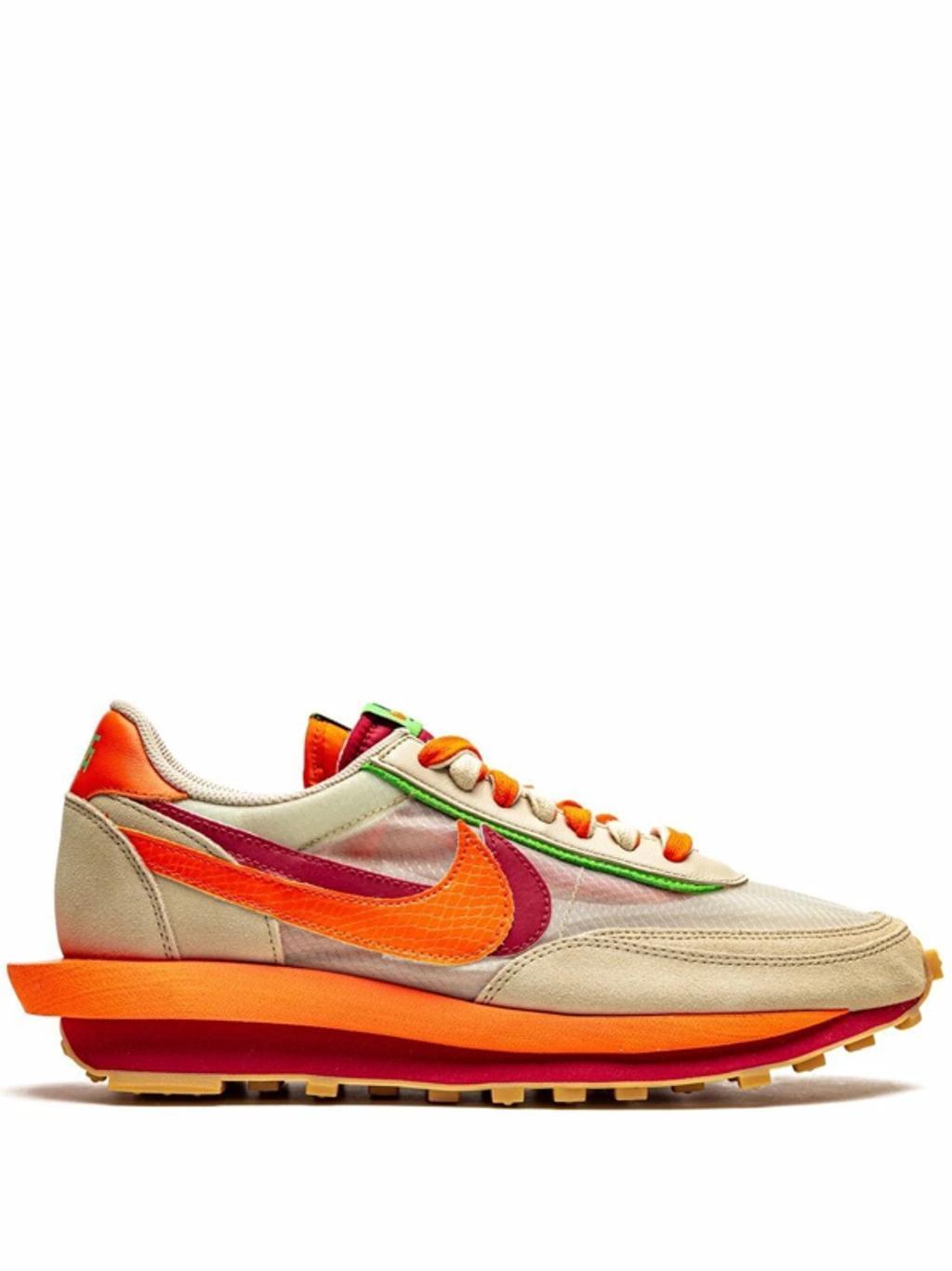 Sacai X Clot Edition Ldwaffle Sneakers In Net/orange Blaze-dee Product Image