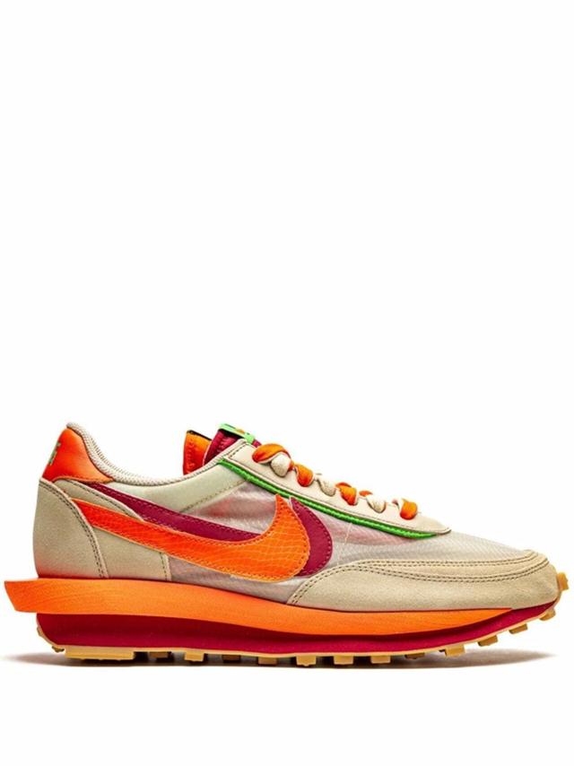 Sacai X Clot Edition Ldwaffle Sneakers In Net/orange Blaze-dee Product Image