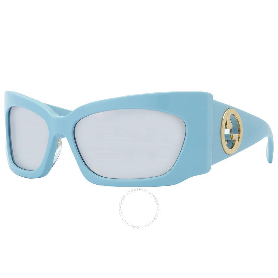 Silver Wrap Ladies Sunglasses Gg1412s 005 62 In Blue / Silver Product Image