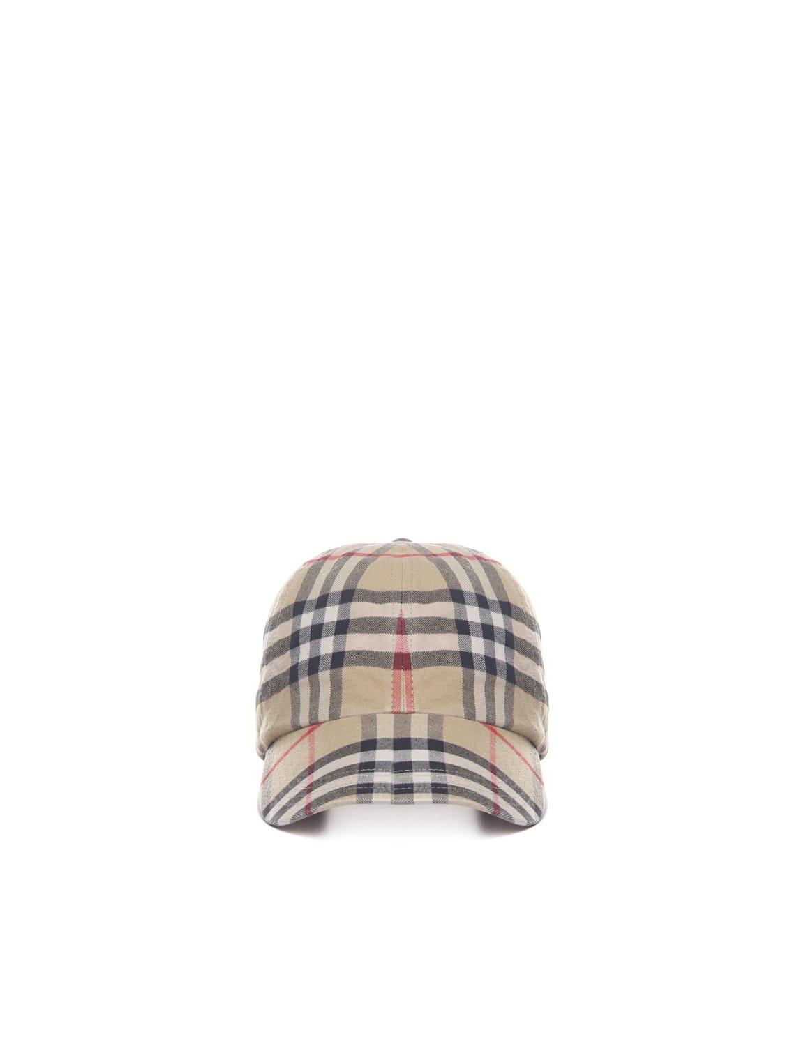 BURBERRY Baseball Cap With Check Print In Light Sage Product Image