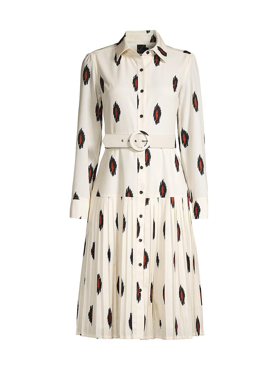 Womens Belted Dot Printed Shirtdress Product Image