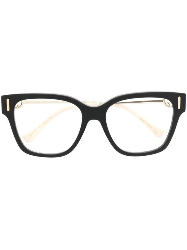 Gg-logo Square-frame Optical Glasses In Black Product Image