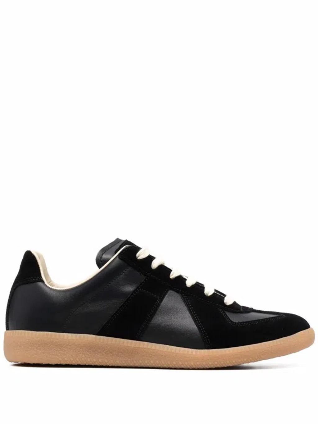 Replica Leather And Suede Sneakers In Black Product Image