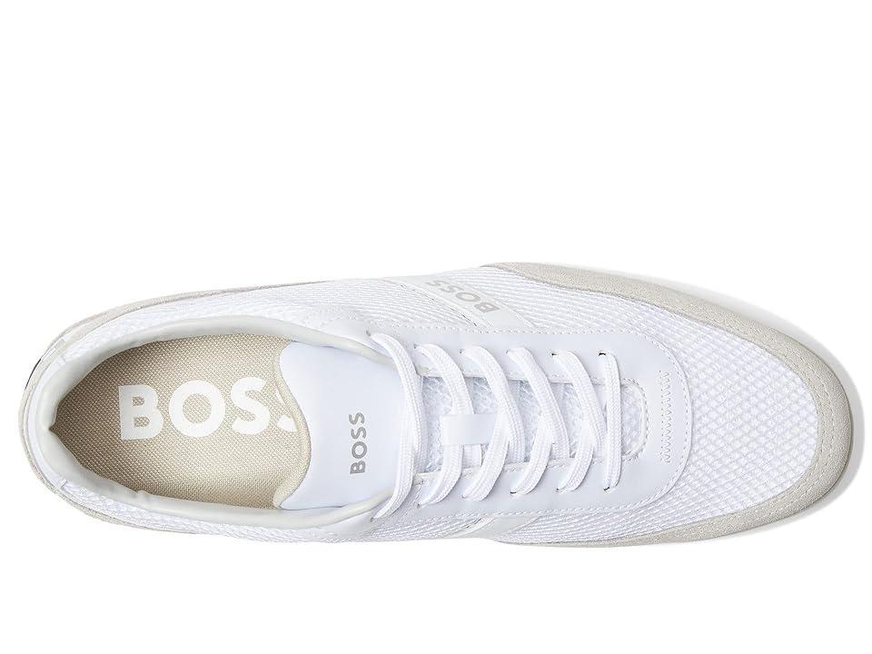 BOSS Saturn Low Profile Suede Trimmed Sneakers (Bright /Pebble Grey) Men's Shoes Product Image