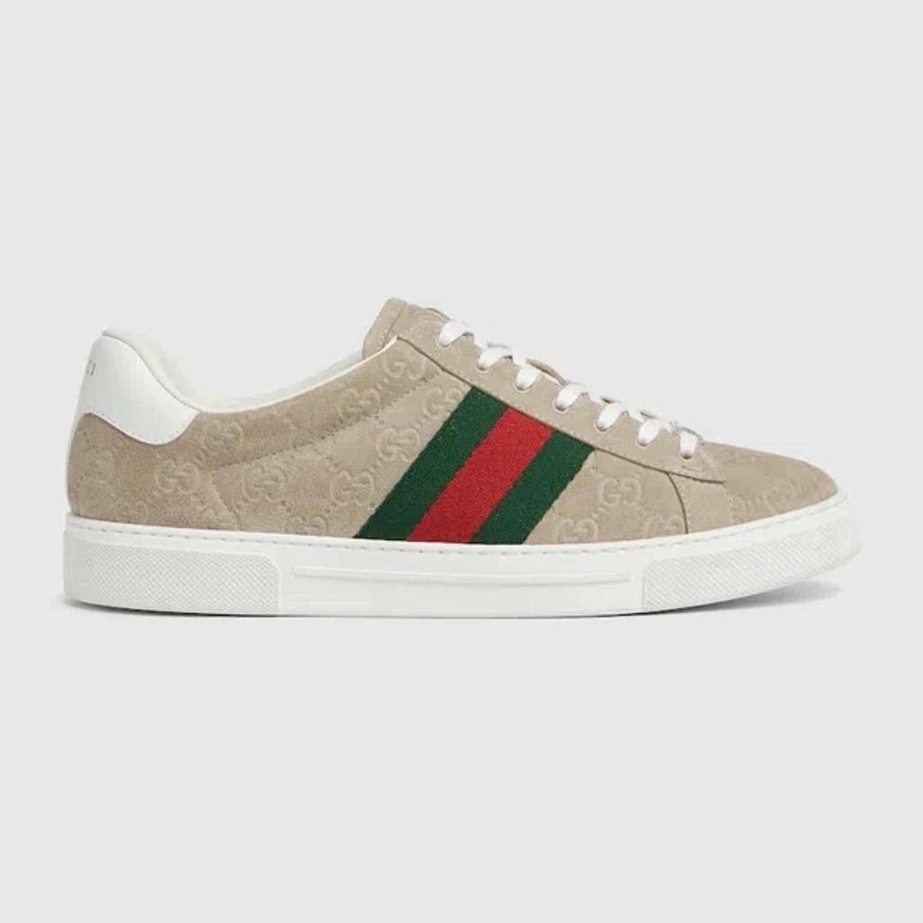 GUCCI Ace Herrensneaker Mit Web In Beige Product Image