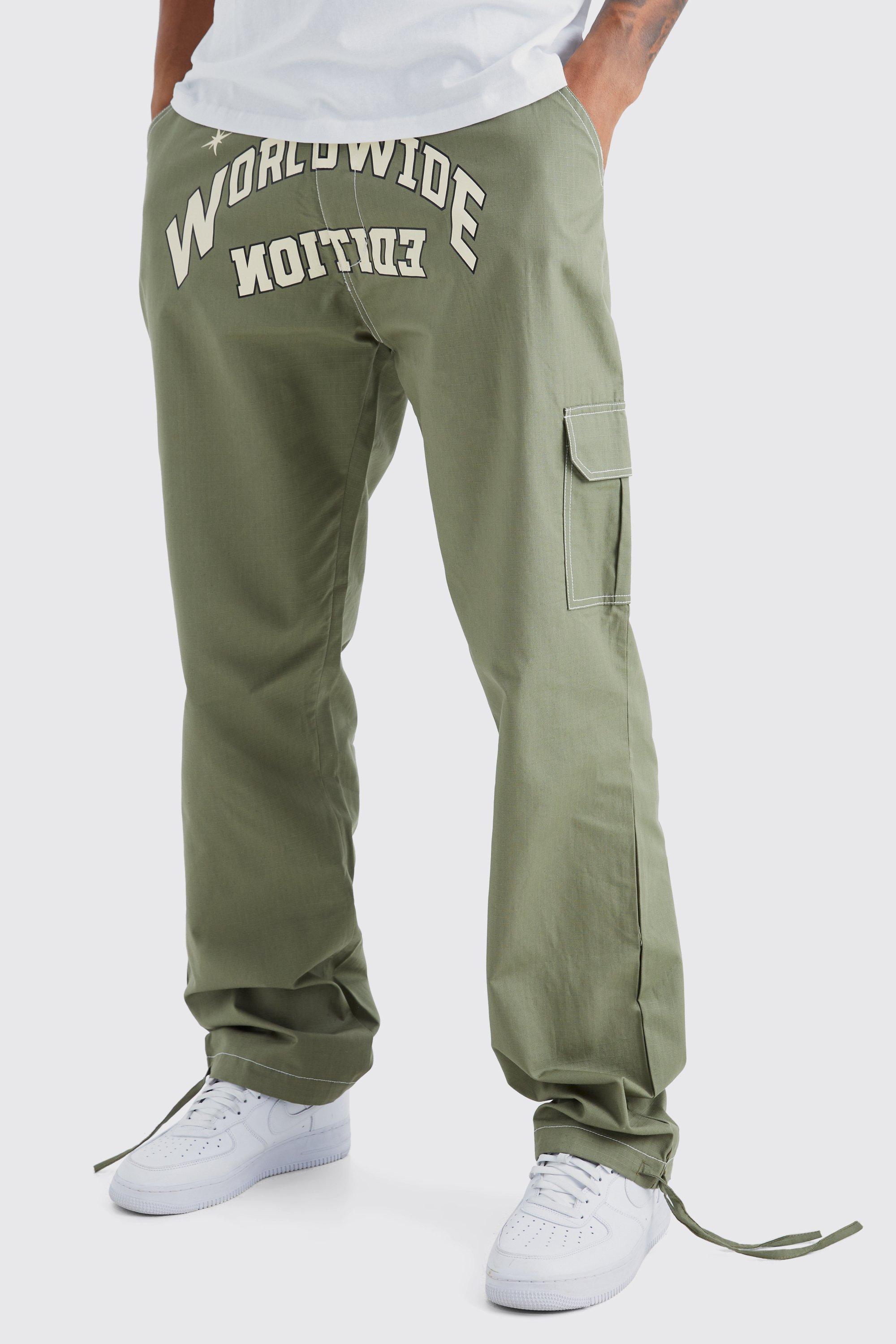 Tall Relaxed Ripstop Cargo Worldwide Print Pants | boohooMAN USA Product Image