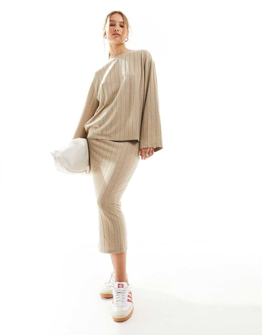 JDY ribbed sweater in beige - part of a set Product Image