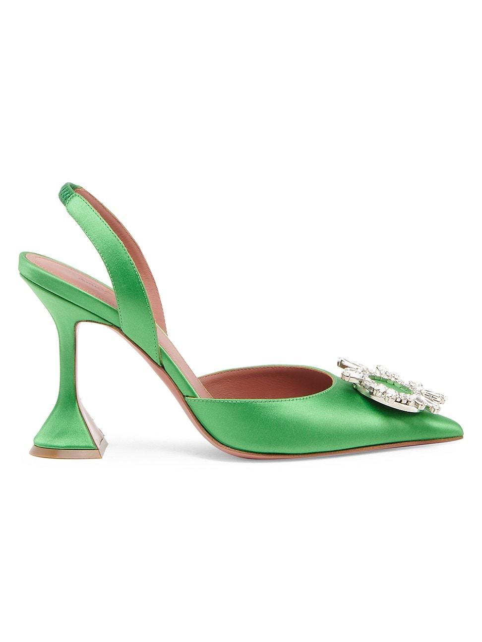 Womens Begum 95MM Satin & Crystal-Adorned Slingback Pumps Product Image