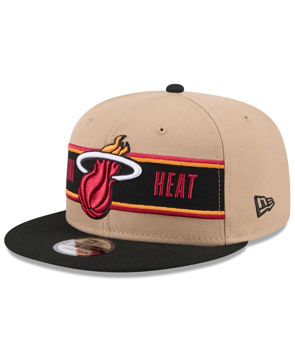 New Era Mens Tan Miami Heat 2024 Nba Draft 9FIFTY Snapback Hat - Black Product Image