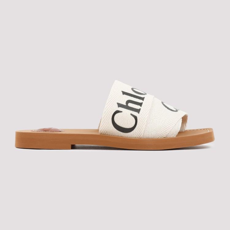 Woody Linen Flat Sandals In White Product Image