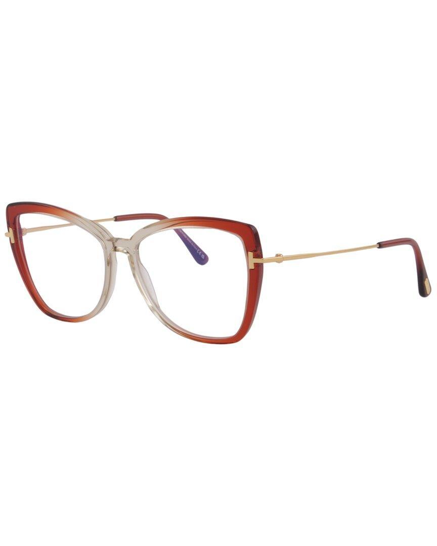 TOM FORD Women's Blue Block 55mm Optical Frames In Brown Product Image