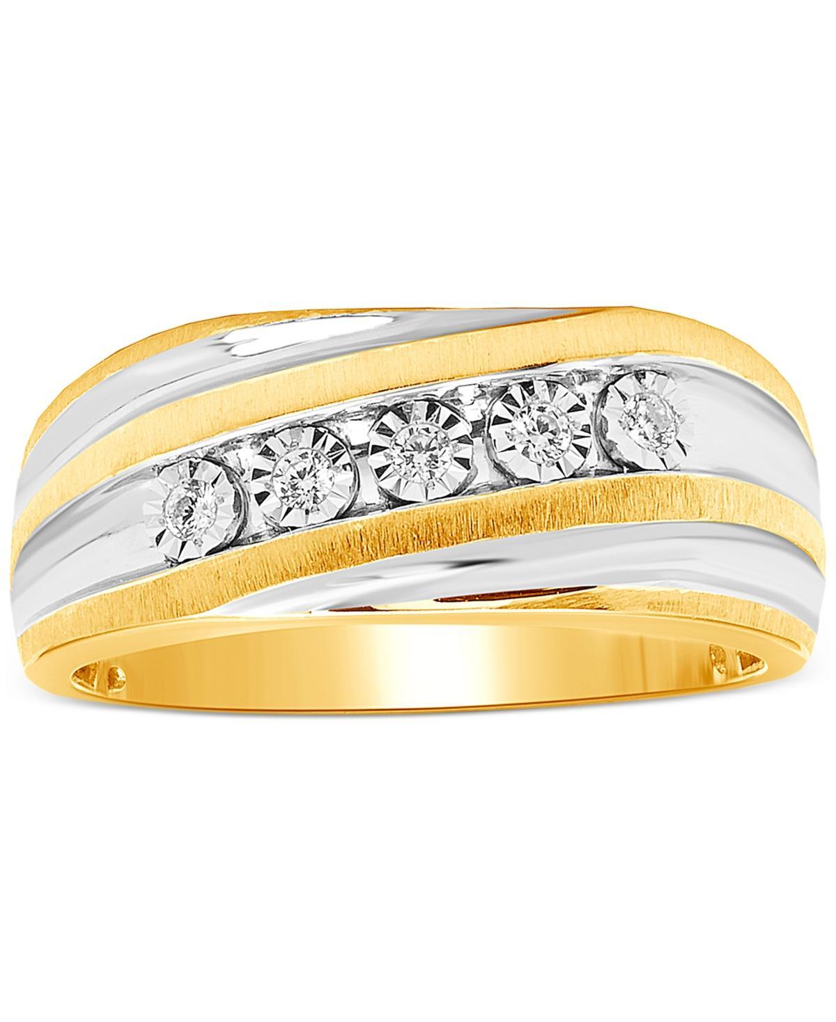 Mens Diamond Two-Tone Swirl Ring (1/10 ct. t.w.) in Sterling Silver & 18k Gold-Plate Product Image