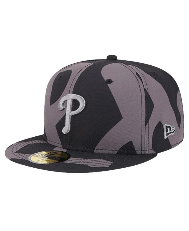 New Era Mens Black Philadelphia Phillies Logo Fracture 59FIFTY Fitted Hat - Black Product Image