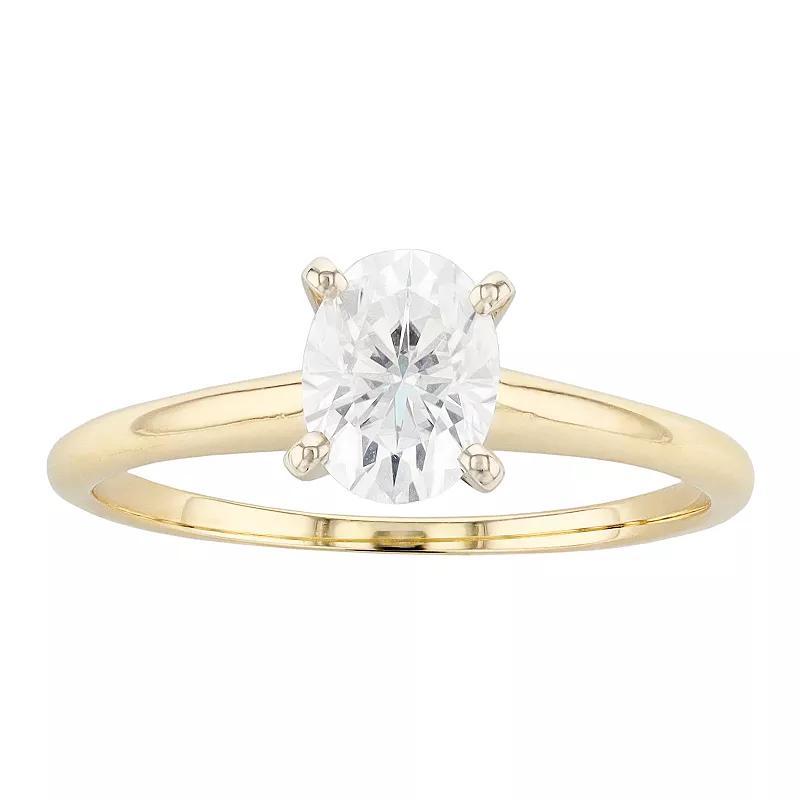 Radiant Fire 14k Gold Oval Lab-Created Moissanite Solitaire Engagement Ring, Womens 14k Two Tone Product Image