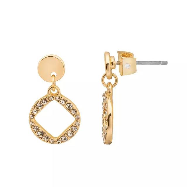 LC Lauren Conrad Gold Tone Diamond Cut-Out Drop Earrings, Womens, Clear Product Image