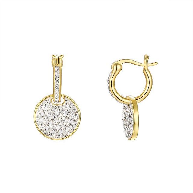 Chrystina Gold Tone Crystal Disc Hoop Earrings, Womens, Yellow Gold Tone Product Image