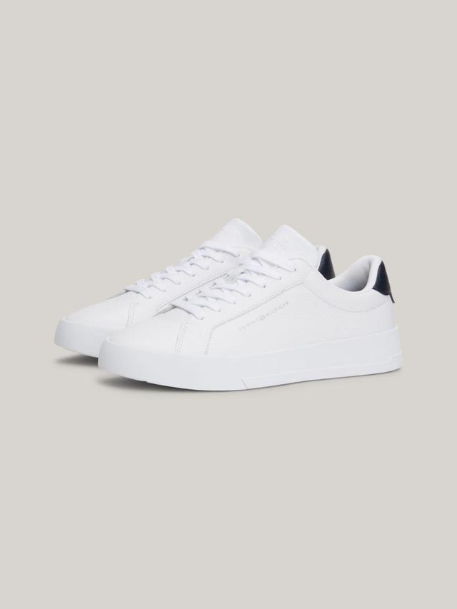 Tommy Hilfiger Men's Pebbled Leather Cupsole Sneaker - White - US 11 / EU 44 Product Image