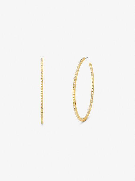 14K -Plated Brass Pavé Hoop Earrings Product Image