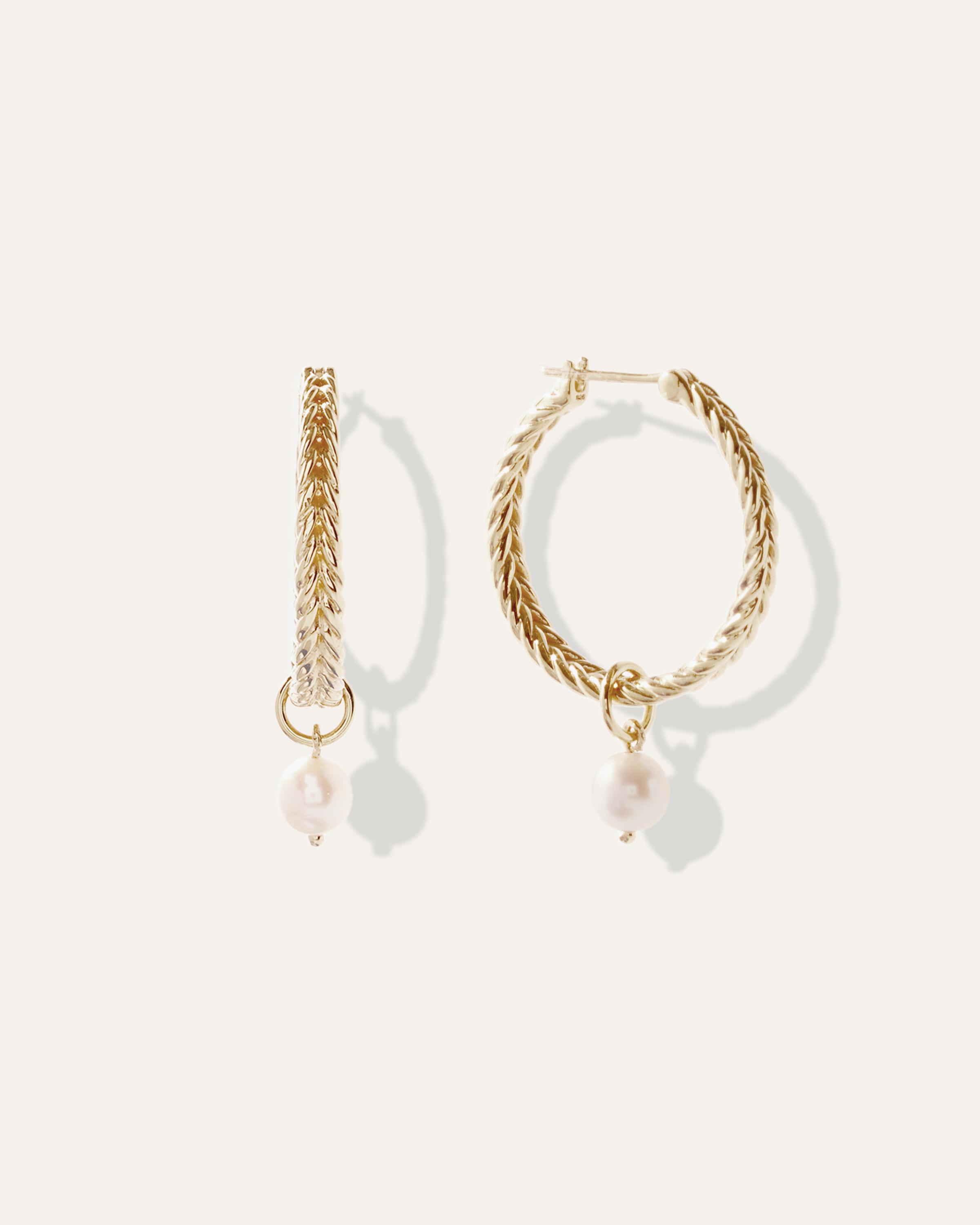 Pearl Drop Braided Hoops Product Image