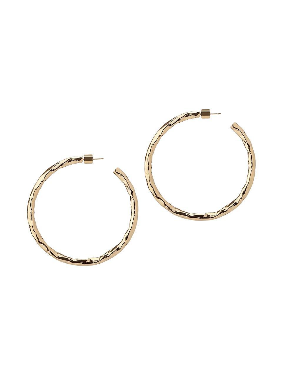 Womens Hailey Textured 10K Gold-Plated Hoop Earrings Product Image