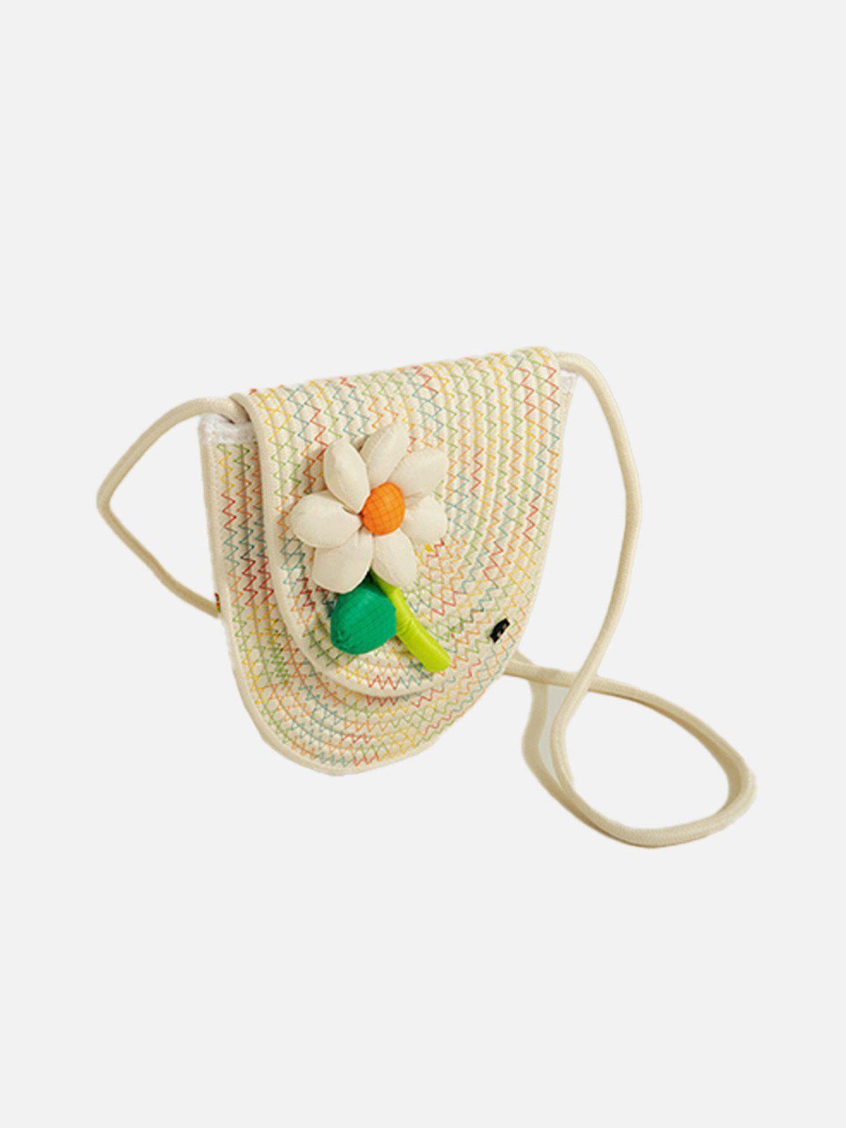 Flower Decoration Weave Crossbody Bag Product Image