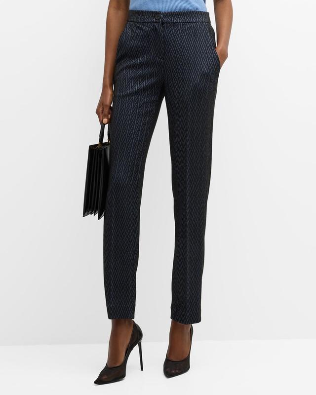 Skinny Cropped Chevron Jersey Trousers Product Image