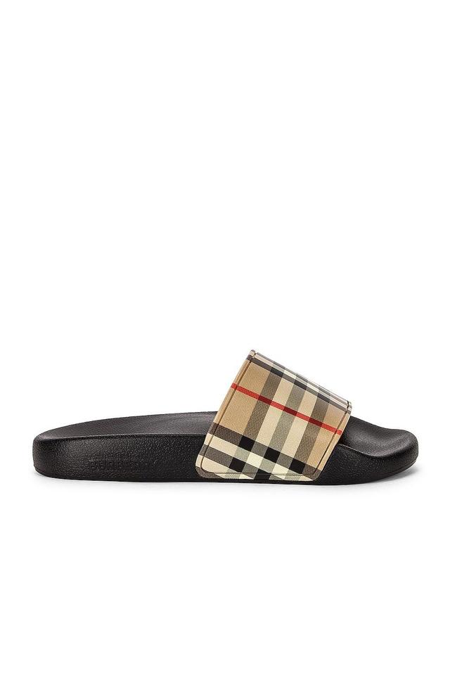 Burberry Furley Check Slides in Tan Product Image