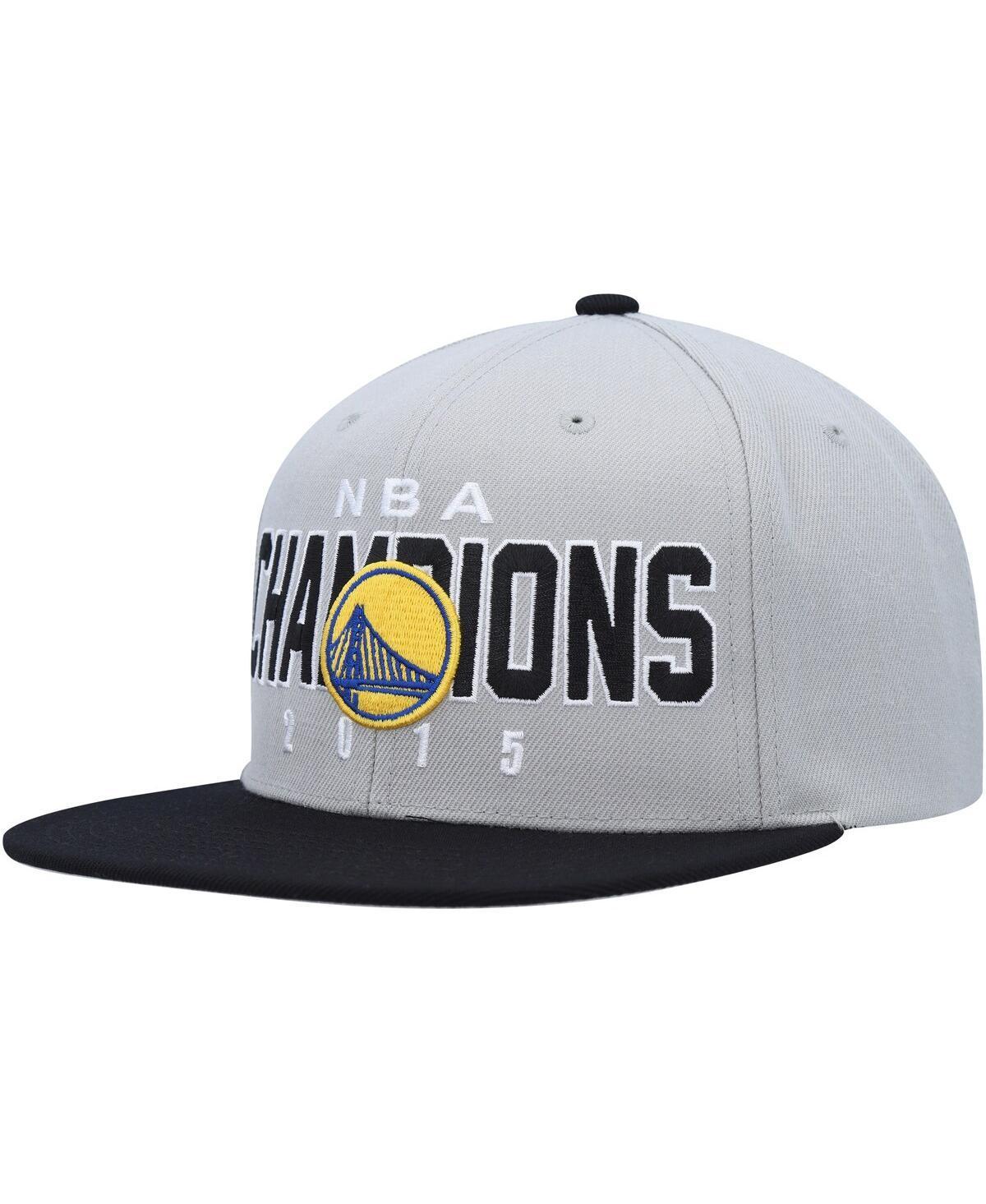 Mens Mitchell & Ness Gray/Black Golden State Warriors Hardwood Classics 2015 NBA Champions Snapback Hat Product Image